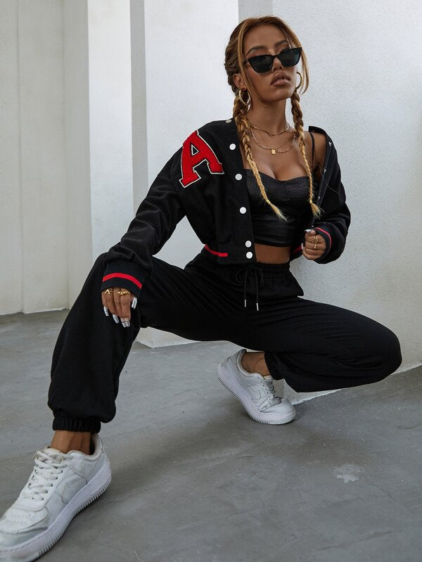 Letter Patched Varsity Jacket