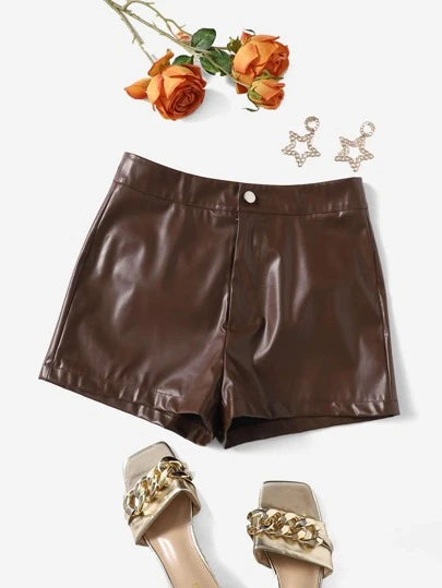 LUNE PU Leather Skinny Shorts