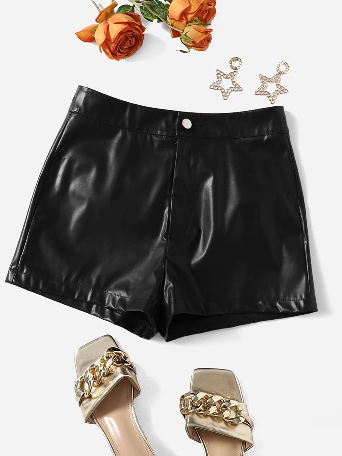 LUNE PU Leather Skinny Shorts