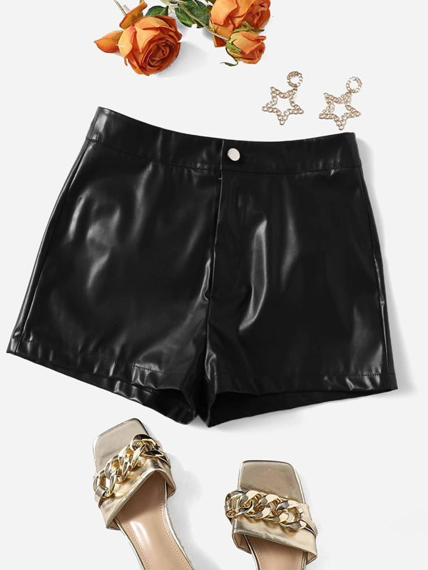 LUNE PU Leather Skinny Shorts