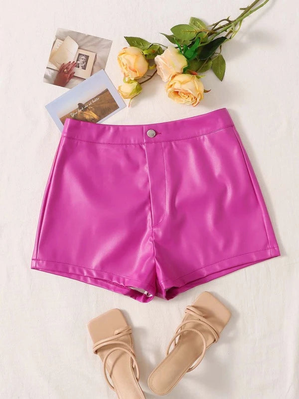 LUNE PU Leather Skinny Shorts