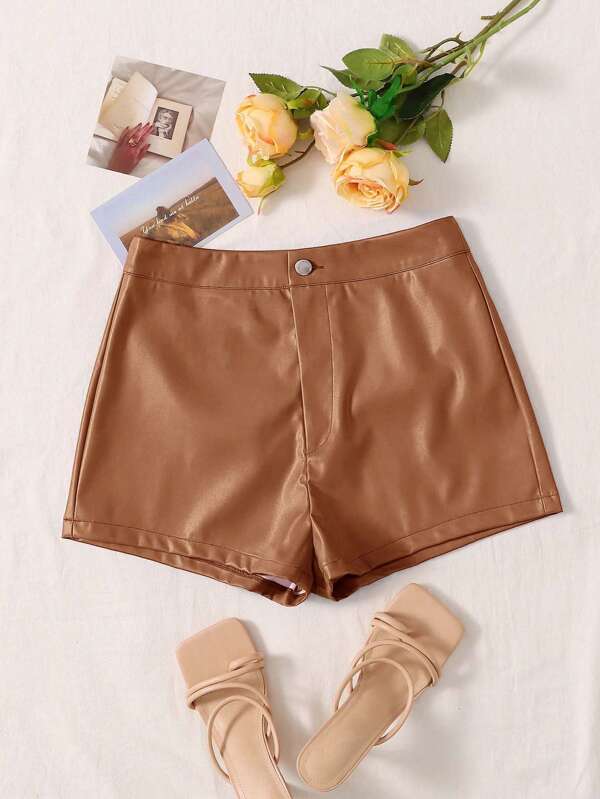 LUNE PU Leather Skinny Shorts