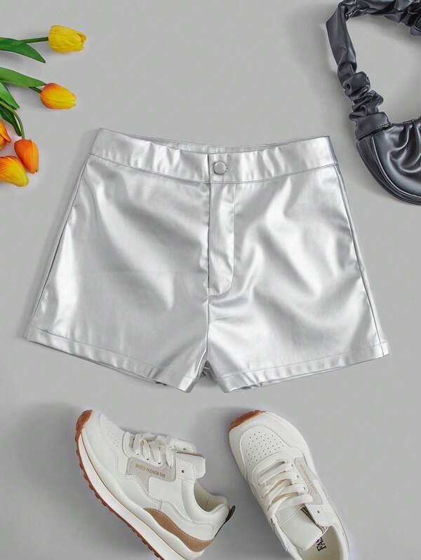 LUNE PU Leather Skinny Shorts