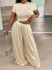 Slayr Solid Crop Tee & Wide Leg Pants