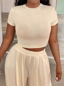 Slayr Solid Crop Tee & Wide Leg Pants