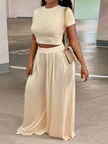 Slayr Solid Crop Tee & Wide Leg Pants