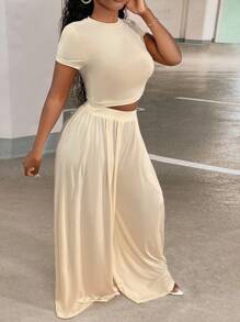 Slayr Solid Crop Tee & Wide Leg Pants
