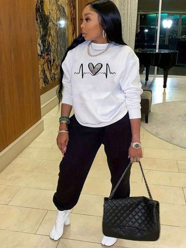 Slayr Letter Graphic Drop Shoulder Pullover & Sweatpants