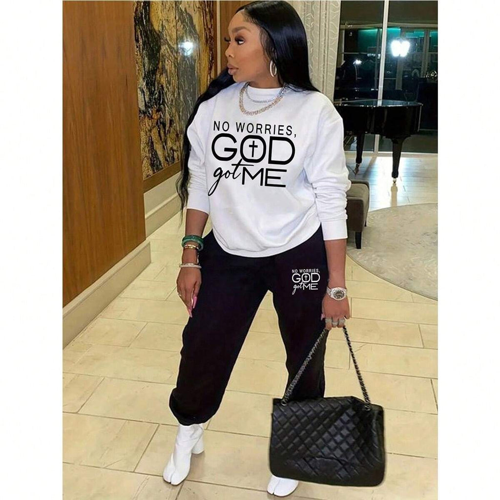 Slayr Letter Graphic Drop Shoulder Pullover & Sweatpants