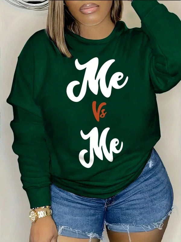 LUNE Plus Size Letter Print Fleece Sweatshirt