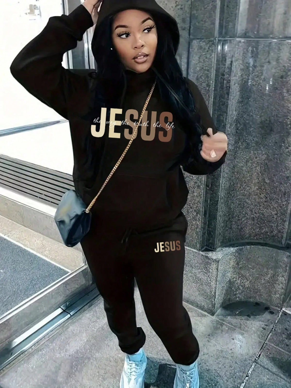 Slayr Women's Letter Printed Drawstring Hoodie And Pants Set