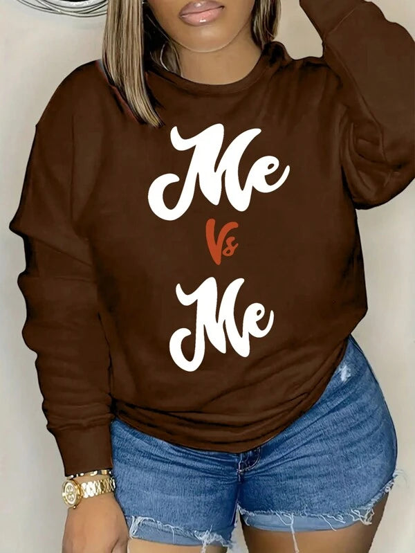 LUNE Plus Size Letter Print Fleece Sweatshirt