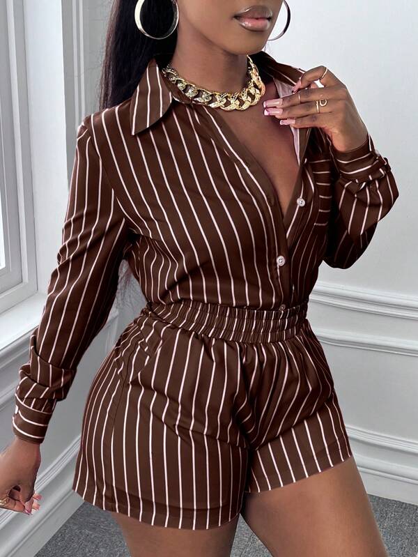 Slayr Striped Print Shirt & Shorts