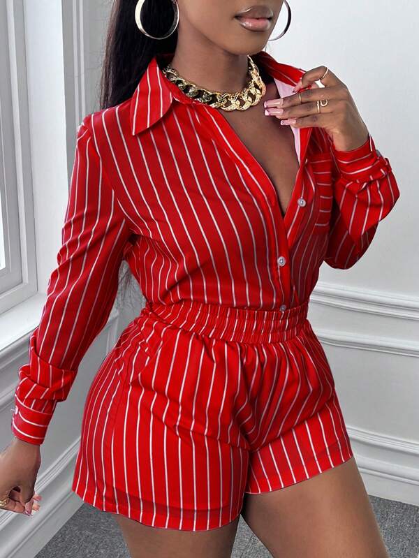 Slayr Striped Print Shirt & Shorts