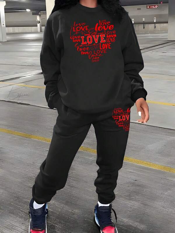 Slayr Letter Graphic Drop Shoulder Pullover & Sweatpants