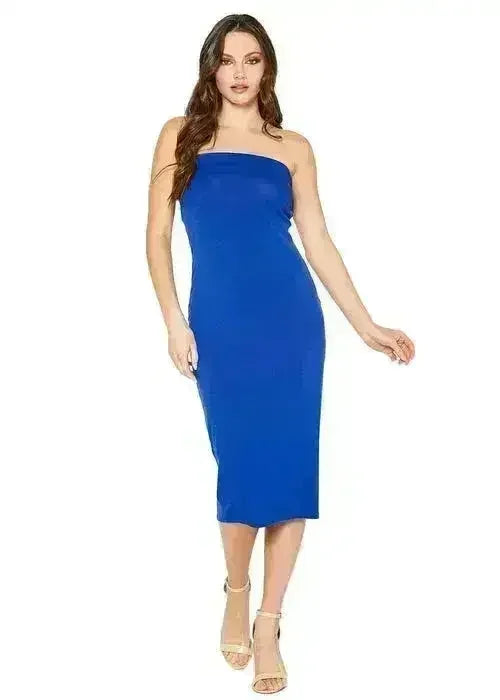 Women's Tube Top Bodycon Midi Dress