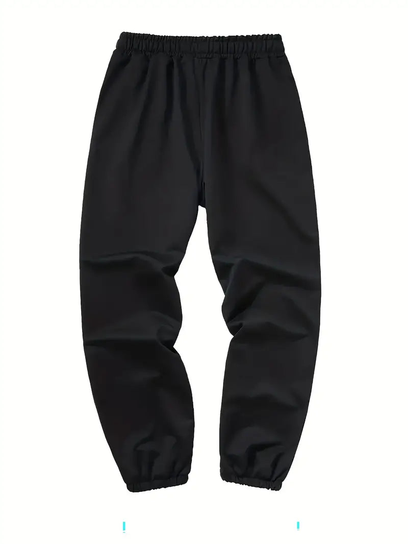 Men's Simple Style Casual Pajamas Sets, Drill Man Graphic Print Long Sleeve Crew Neck Sweatshirt Top & Loose Sweatpants Trendy Trousers With Pocket Drawstring Elastic, Outdoor Sets For Spring Autumn