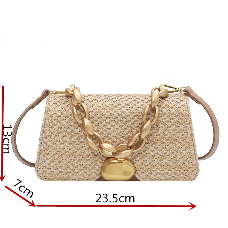 CAREY KAY Fashion Straw Bag Women Summer Beach Woven Bag Ladies Wrapped Chain Mini Bag 2021 Square Top Handle Tote Small Handbag
