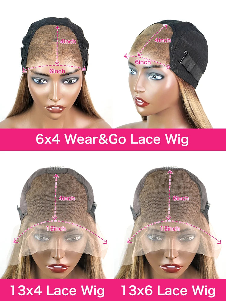 Highlight Honey Blonde Body Wave Lace Front Wig 13x6 HD Lace Frontal Wig Human Hair Wear Go Glueless 6x4 HD Lace Closure Wig