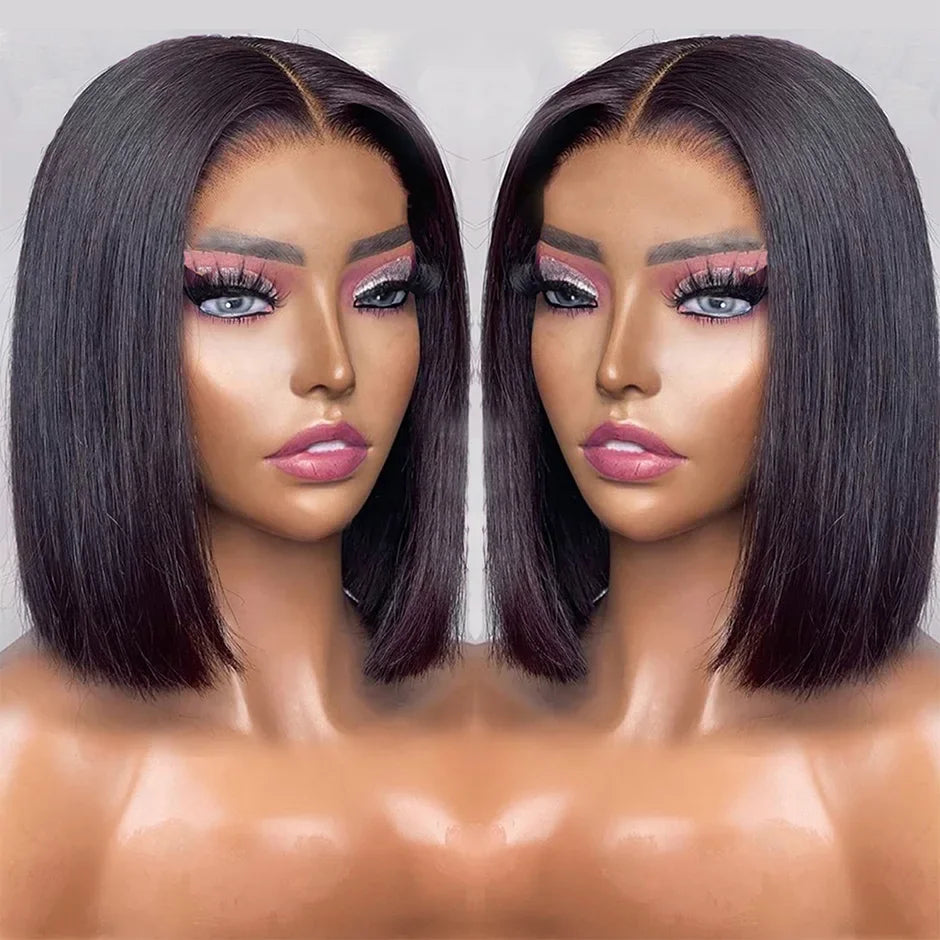 Bone Straight Bob HD Lace Wigs Human Hair Brazilian Preplucked 250 Density Transparent Lace Frontal Wig For Women