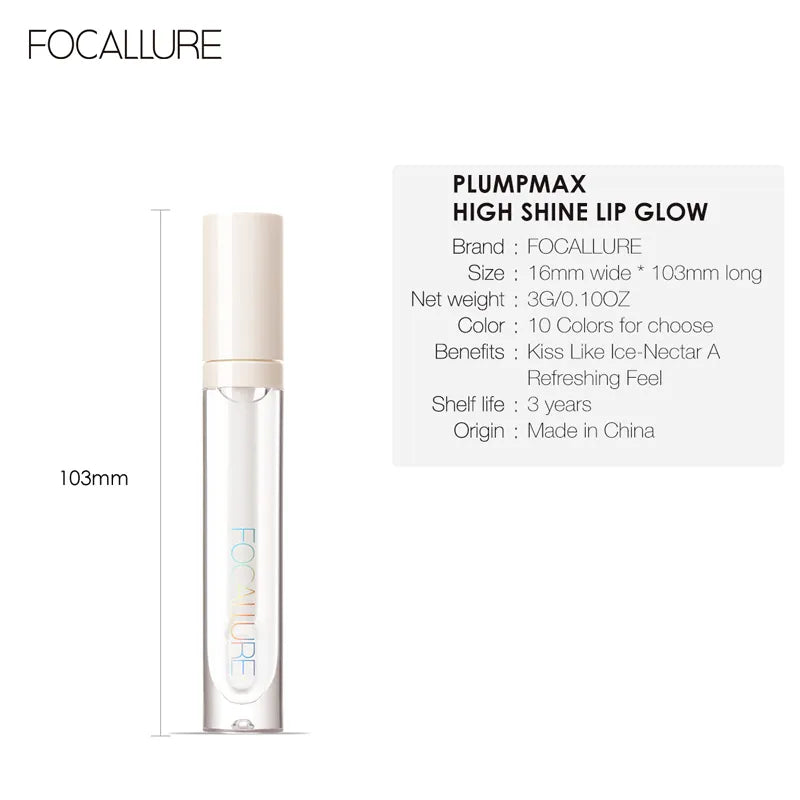 FOCALLURE Moisturizing Liquid Lipstick High Pigment Plumpling Lipgloss Waterproof Not-sticky Lip Balm Lip Tint Makeup Cosmetics