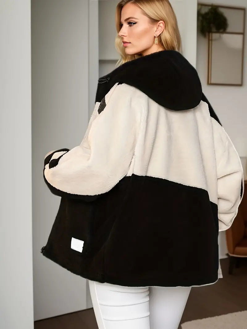 Letter Trend Casual Thickened Hooded Fleece Jacket For Autumn And Winter, Outdoor Sports Warm Jacket, Women's Activewear