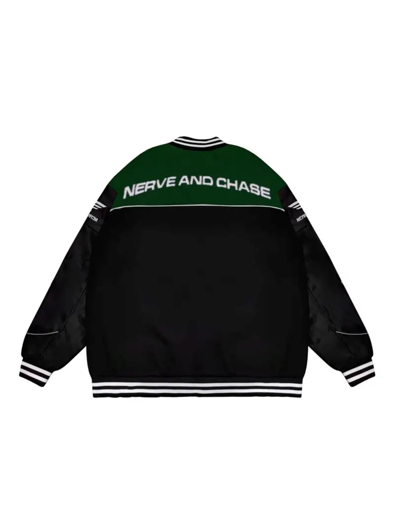 Letter Embroidery Color Block PU Jacket, Stylish Baseball Collar Biker Jacket Varsity Jacket