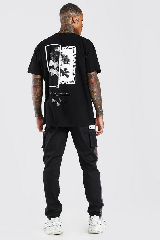 OVERSIZED FLORAL PHOTO BACK PRINT T-SHIRT