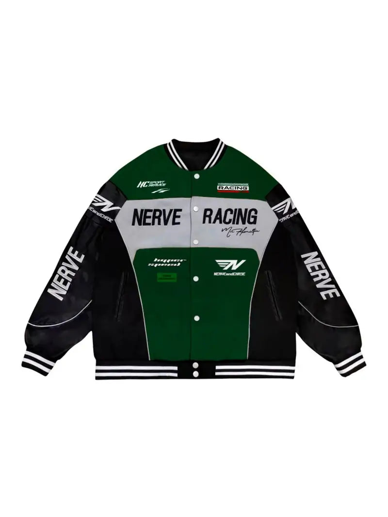 Letter Embroidery Color Block PU Jacket, Stylish Baseball Collar Biker Jacket Varsity Jacket