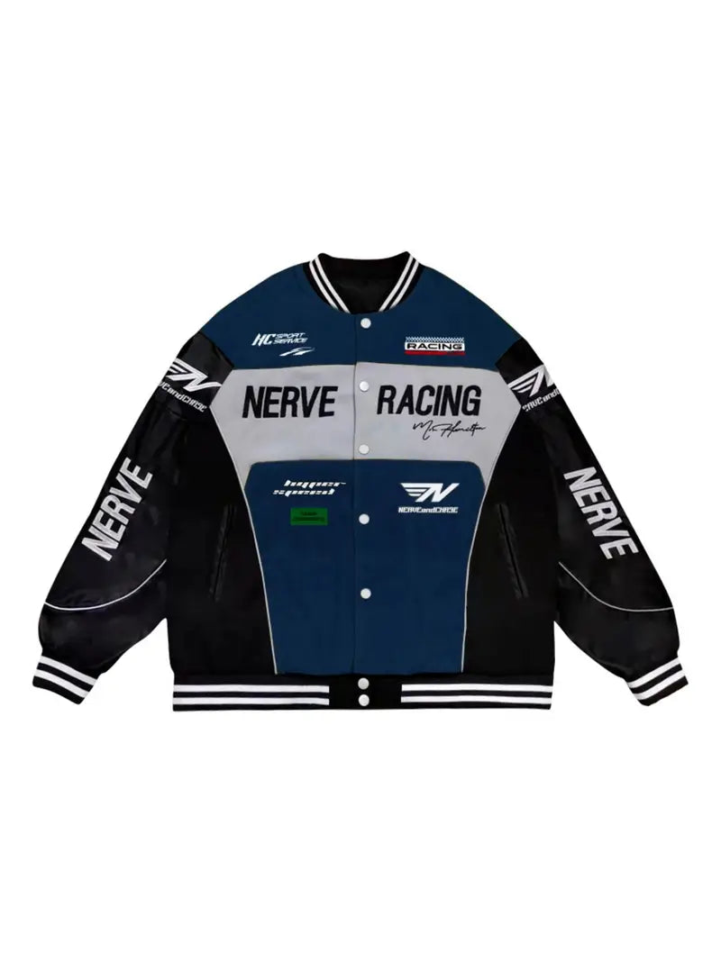 Letter Embroidery Color Block PU Jacket, Stylish Baseball Collar Biker Jacket Varsity Jacket